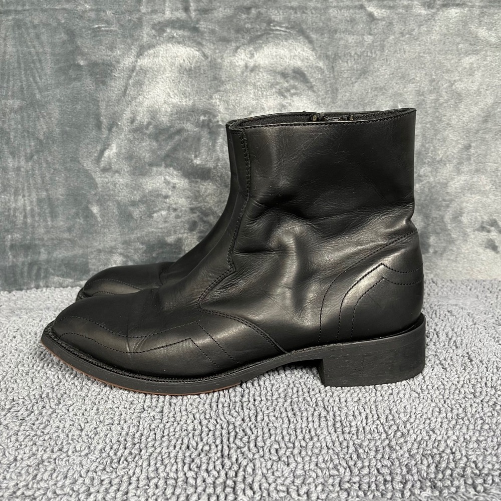 Laredo Mens 62009 Black Leather Side Zip Western Boots Square Toe Size 8.5 D
